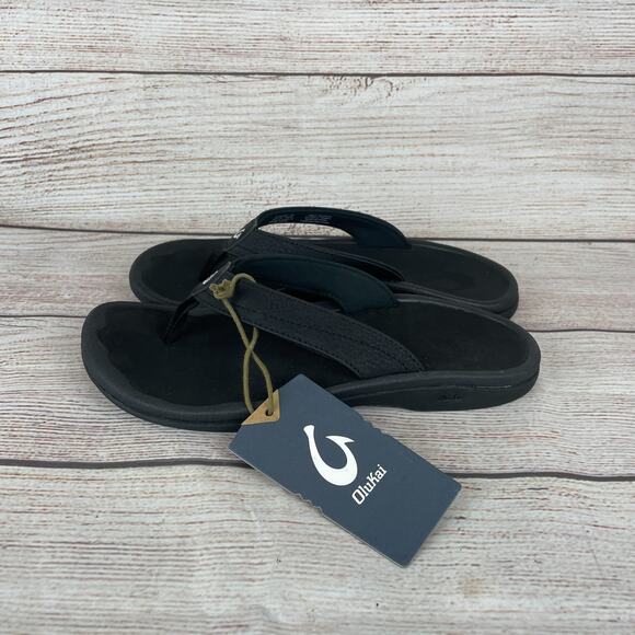 Olukai Ohana Womens Size 7 Flip Flop Sandals Black - Picture 7 of 11